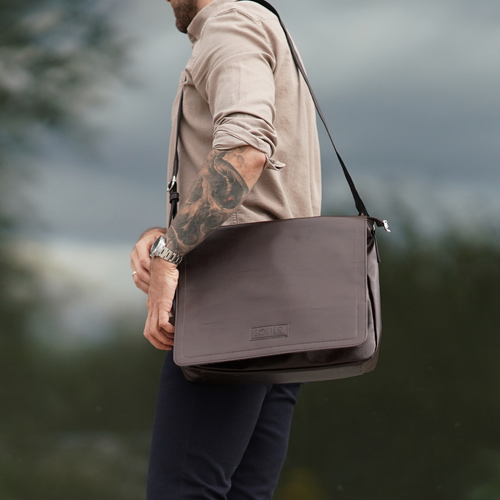 Brown men`s shoulder bag S11